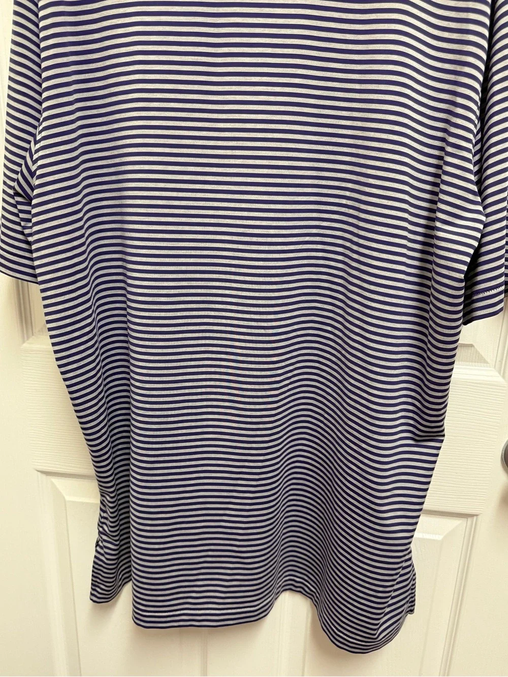 Peter Millar Purple and Grey Striped TCU Polo